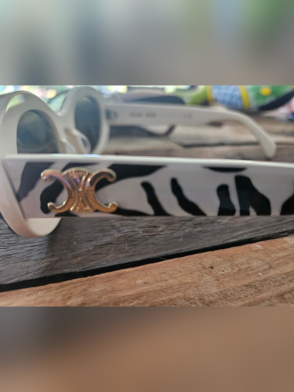 Celine ZEBRA Eyeglass with Gold Logo & Case - Picture 5 of 7